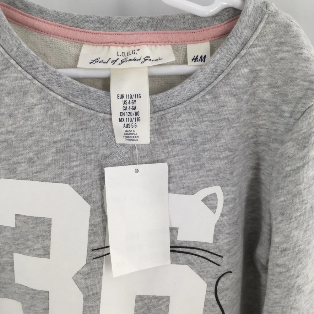 H&M Girls long sleeve cat number sweatshirt dress